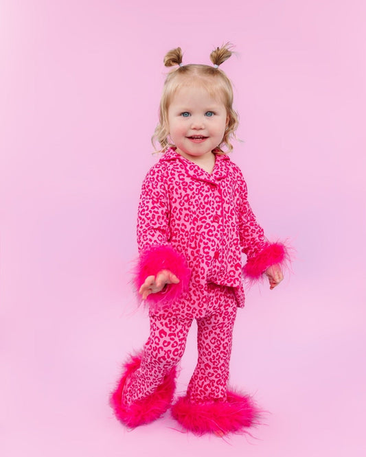 GLP1257 Baby Girls Hot Pink Leopard Pajama Set