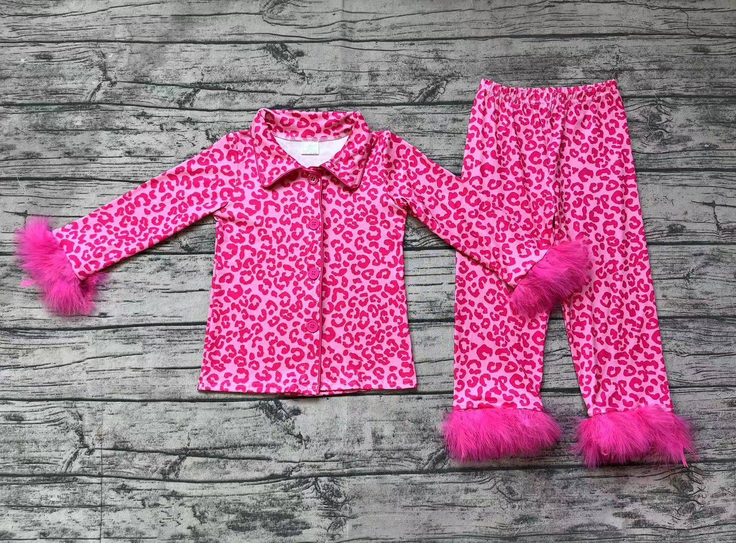 GLP1257 Baby Girls Hot Pink Leopard Pajama Set