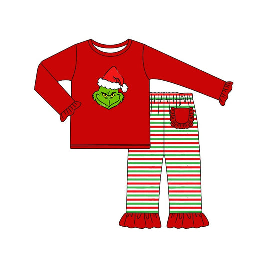 Baby Girls Christmas Green Face Pajama Set Pre-order