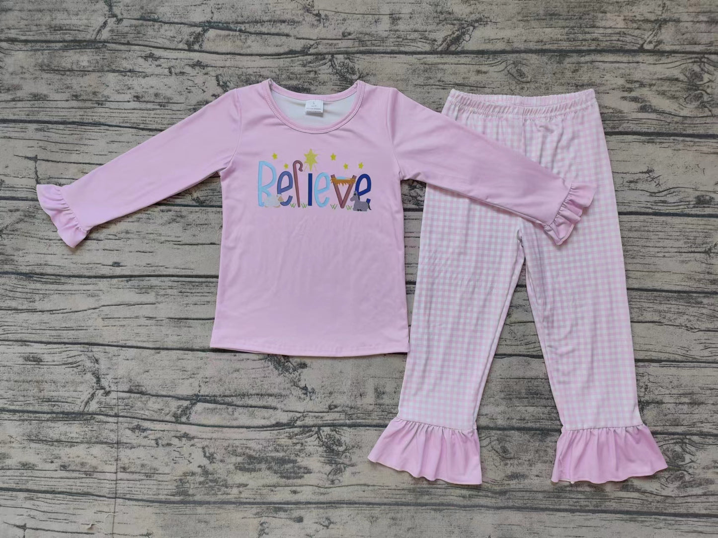 Baby Girls Believe Jesus  Pink Set