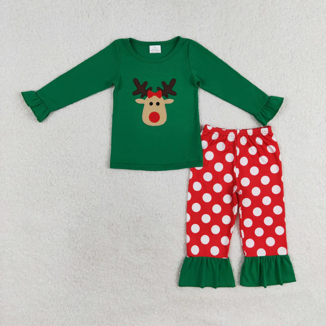 Sibling Baby Boys Girls Embroidery Deer Top Pants Christmas Clothes Sets