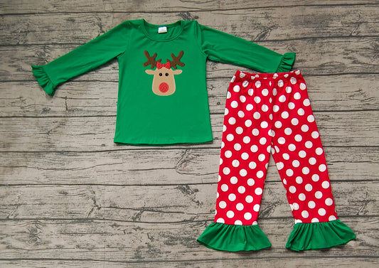 Baby Girls Christmas Reindear Pajama Set Pre-order