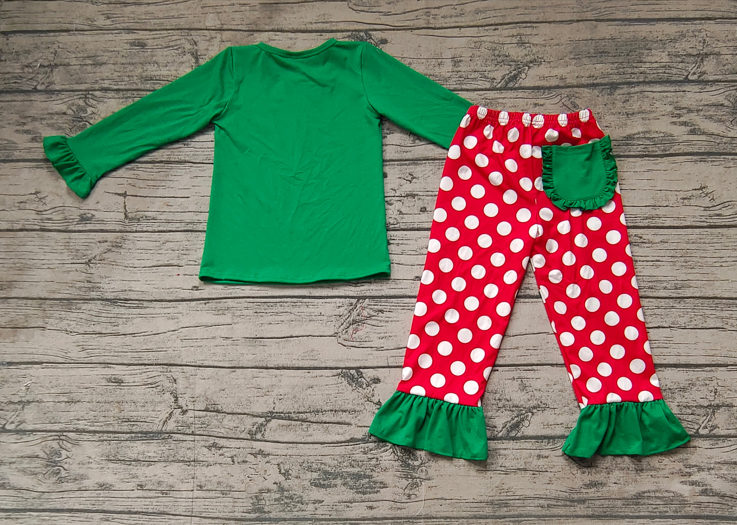 Baby Girls Christmas Embroidery Reindear Pajama Set