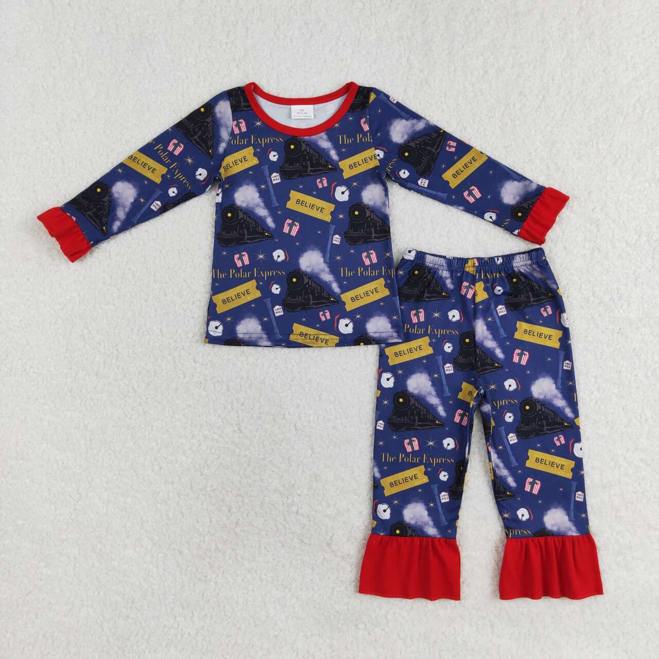 Baby Girls Boys Sibling Christmas Polar Express Pajama and Romper