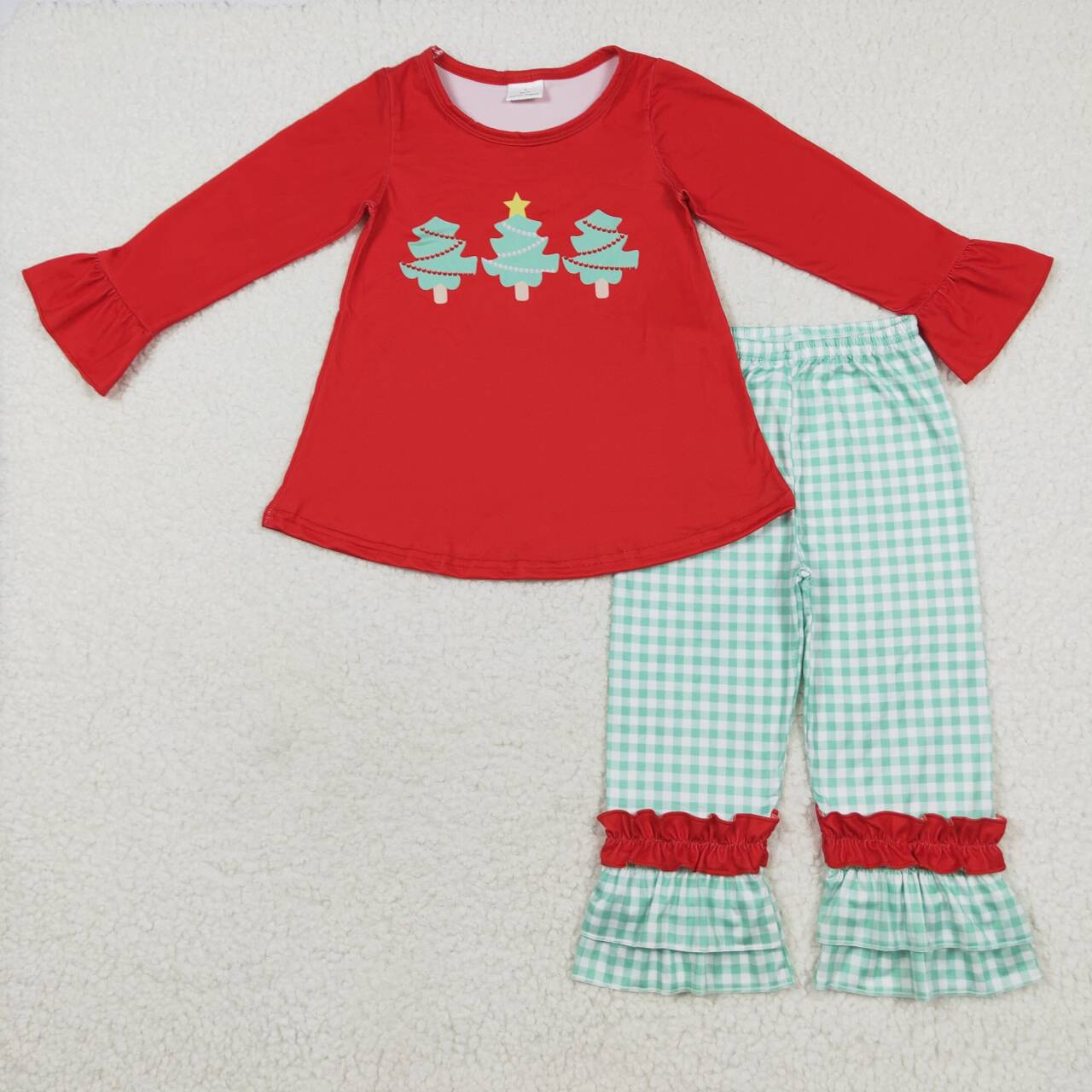 Toddler Girls Boys Sibling Christmas Tree Outfit and Romper