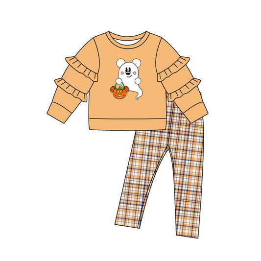 Baby Girls Halloween Pumpkin Ghost Long Sleeve Pajama Set Pre-order