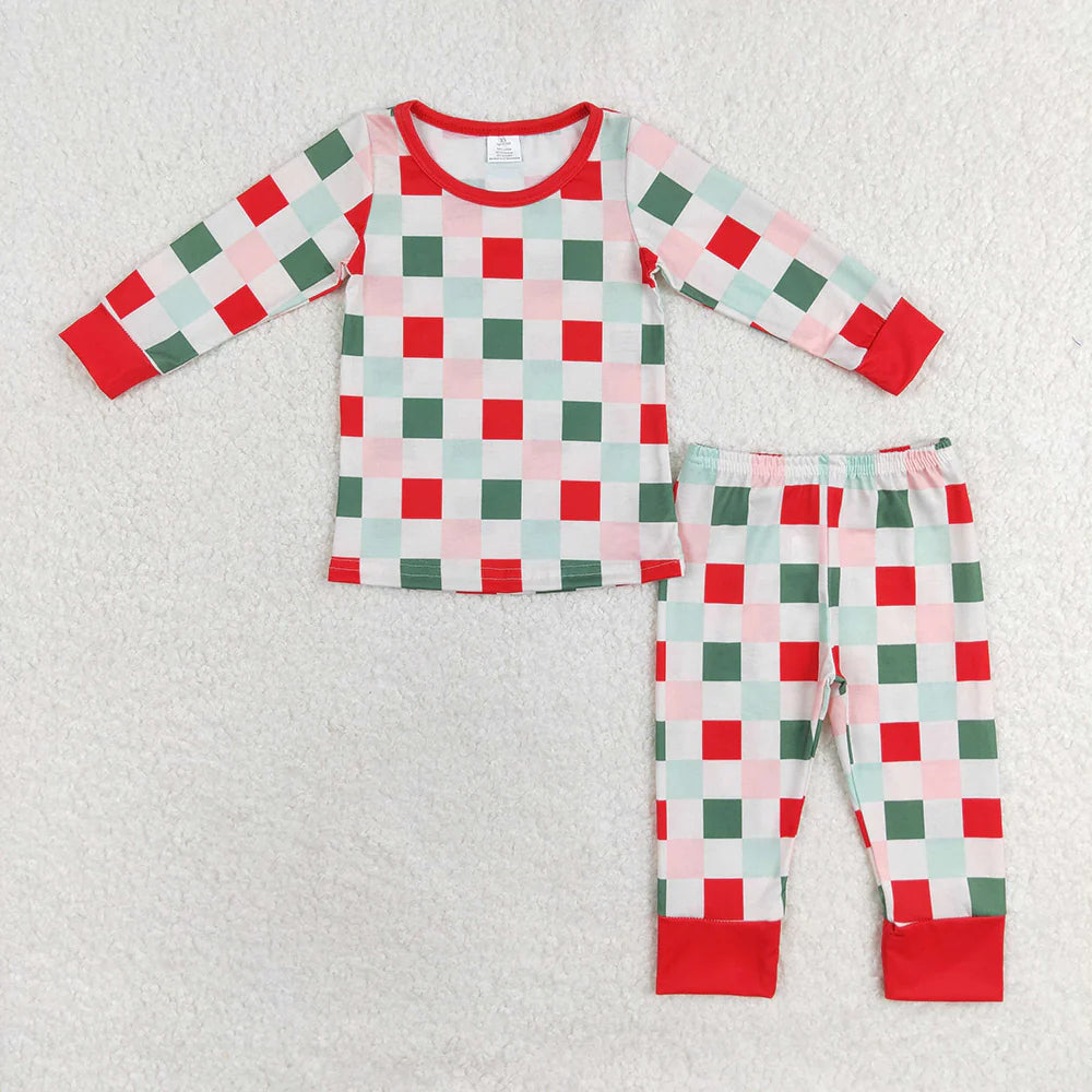 Mommy and Me Christmas Red Green Chcked Pajama Set /Zipper Romper
