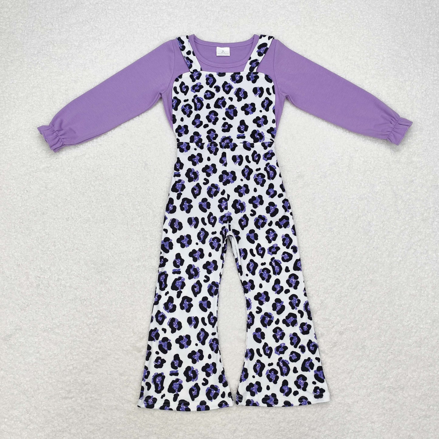 Baby Girls Purple Top and Leopard Jumpsuit Outfit