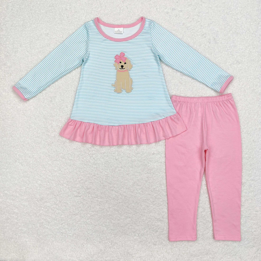 Sibling Baby Girls Cute Puppy Applque Outfit