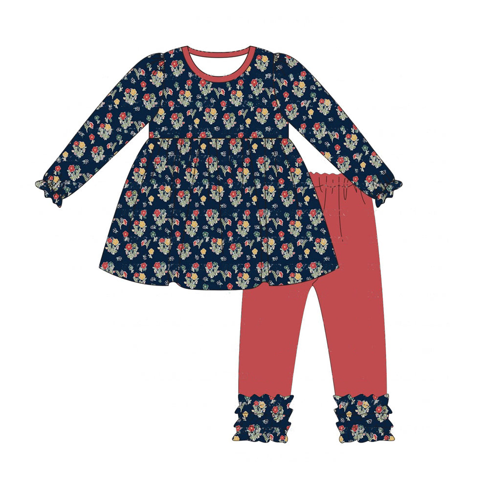 GLP1382 Toddler Girls Floral Tunic Top Icing Pants Outfit Preorder