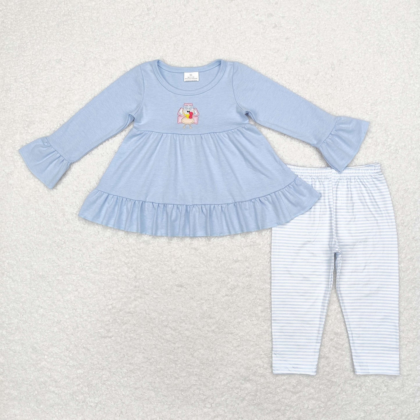 Baby Girls Sister Sibling Thanksgiving Blue Set and Dress