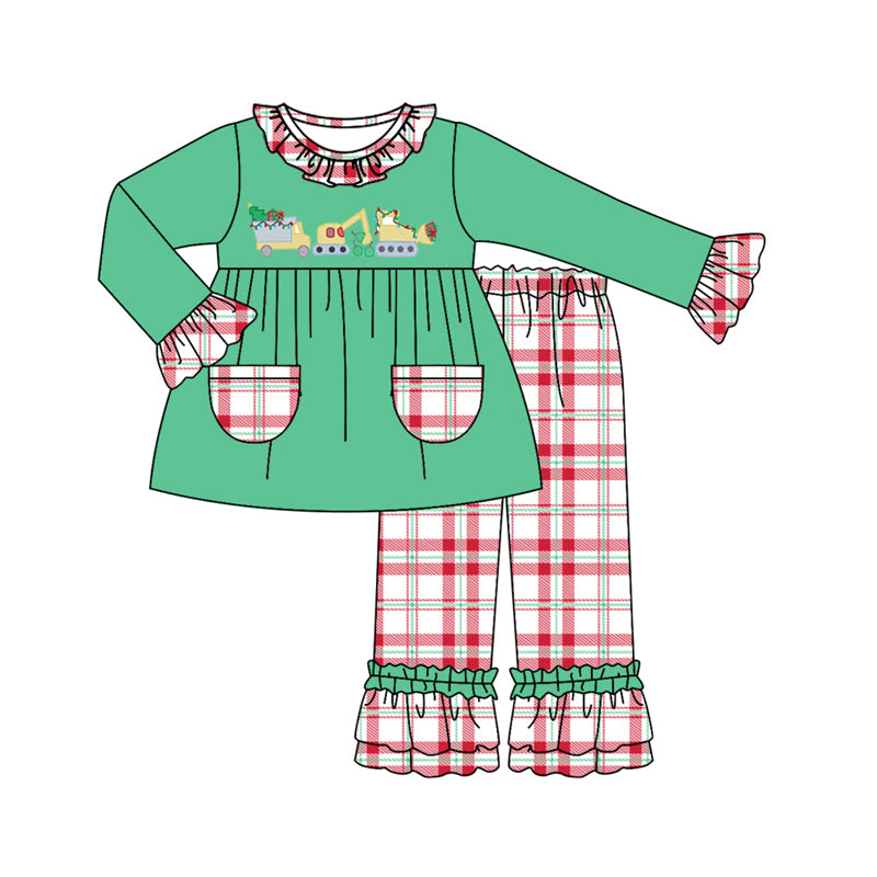 GLP1386 Baby Girls Christmas Truck Long Sleeve Pants Set Preorder