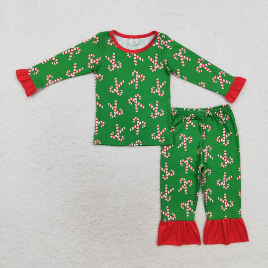 Baby Girls Christmas Candy Cane Bamboo Pajama Set