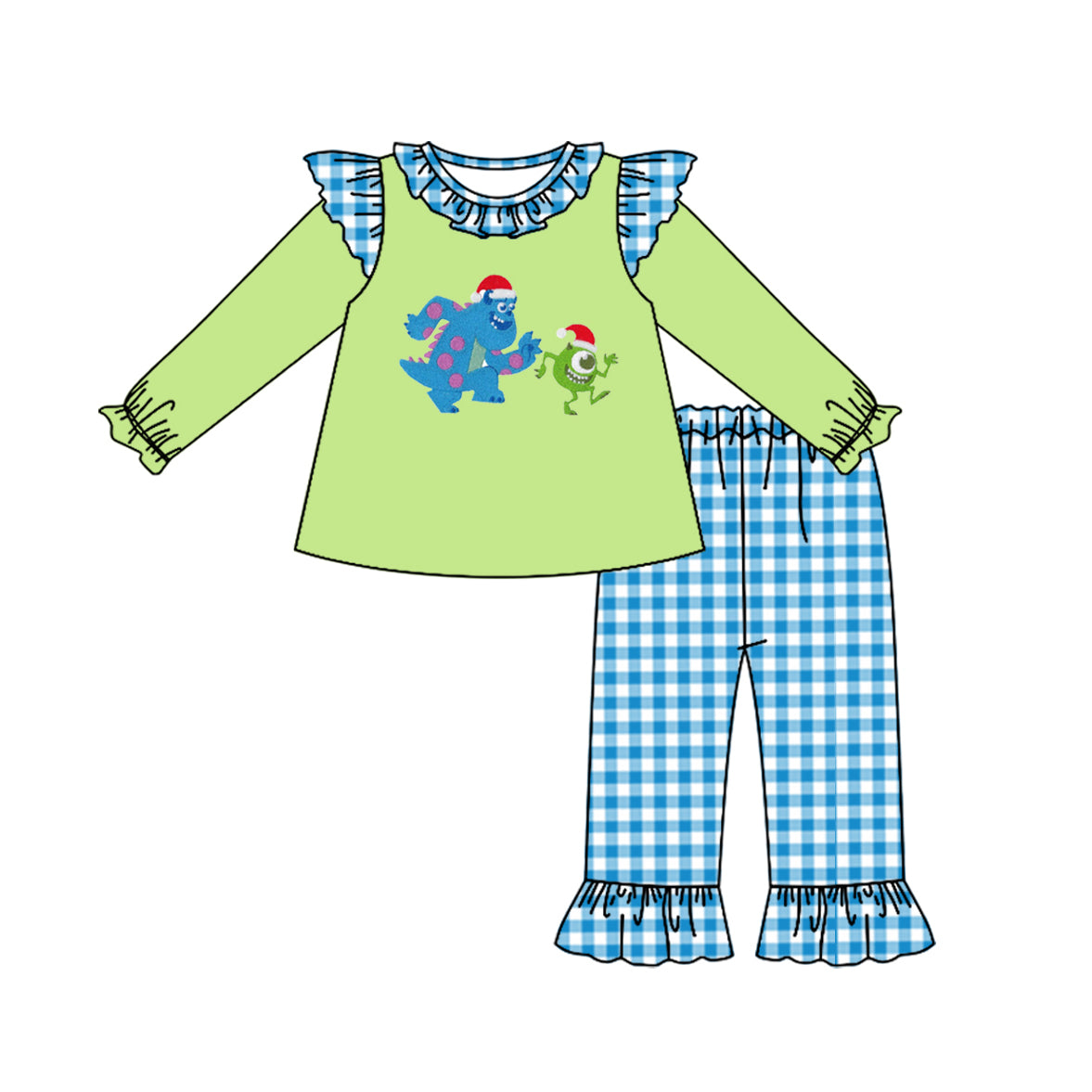 GLP1394 Toddler Girls Outfit Christmas Cartoon Moster Design