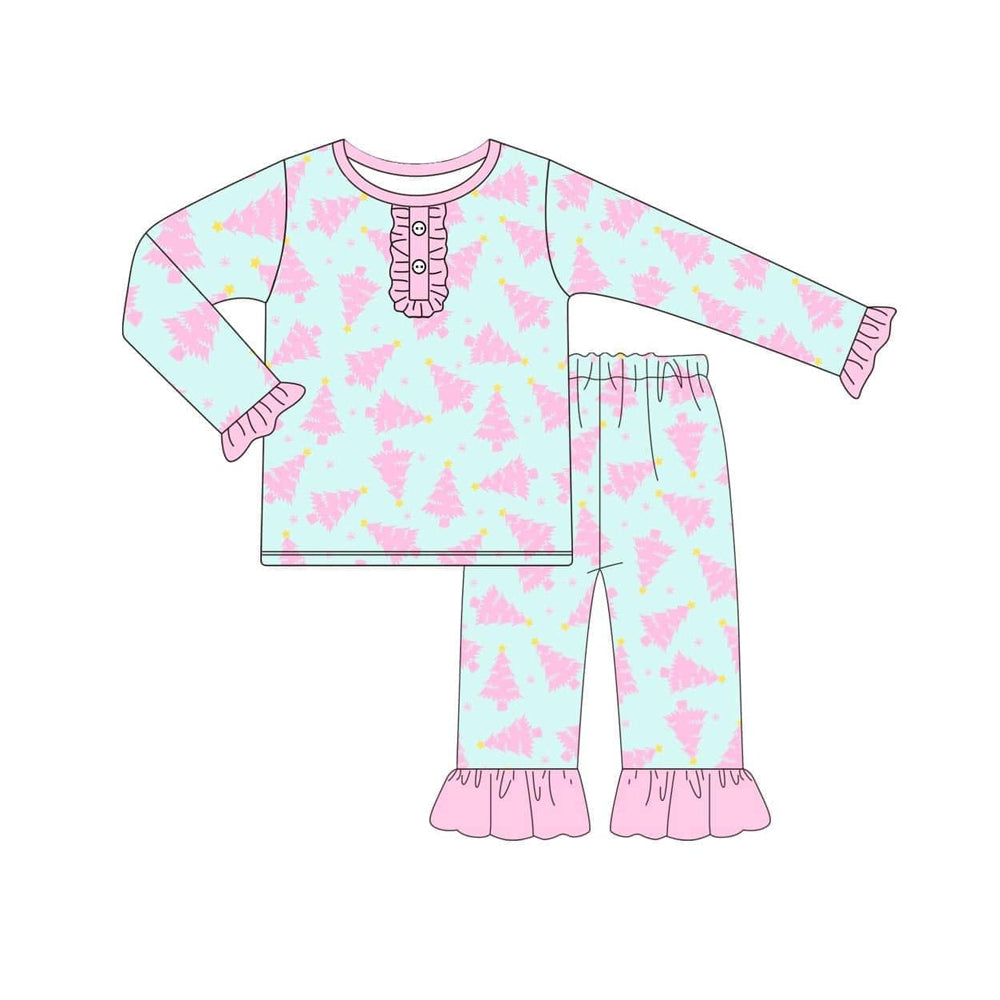 Baby Girls Christmas Tree Pink Color Pajama Set Preorder