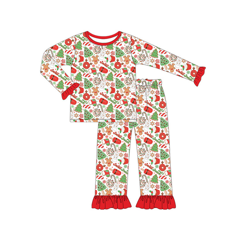 GLP1425  Baby Girls Christmas Cake Long Sleeve Pajama Set Preorder