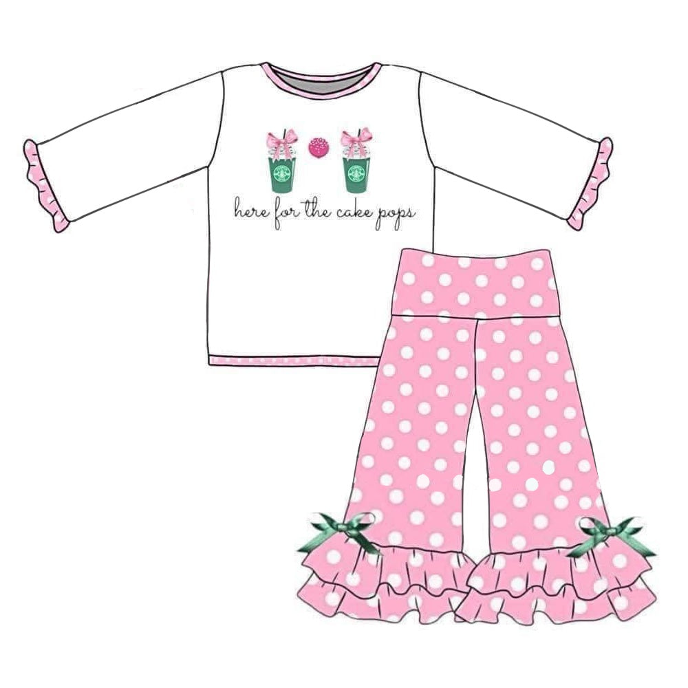 GLP1464 Baby Girls Cake Top Pink Polka Dot Pants Outfit Preorder