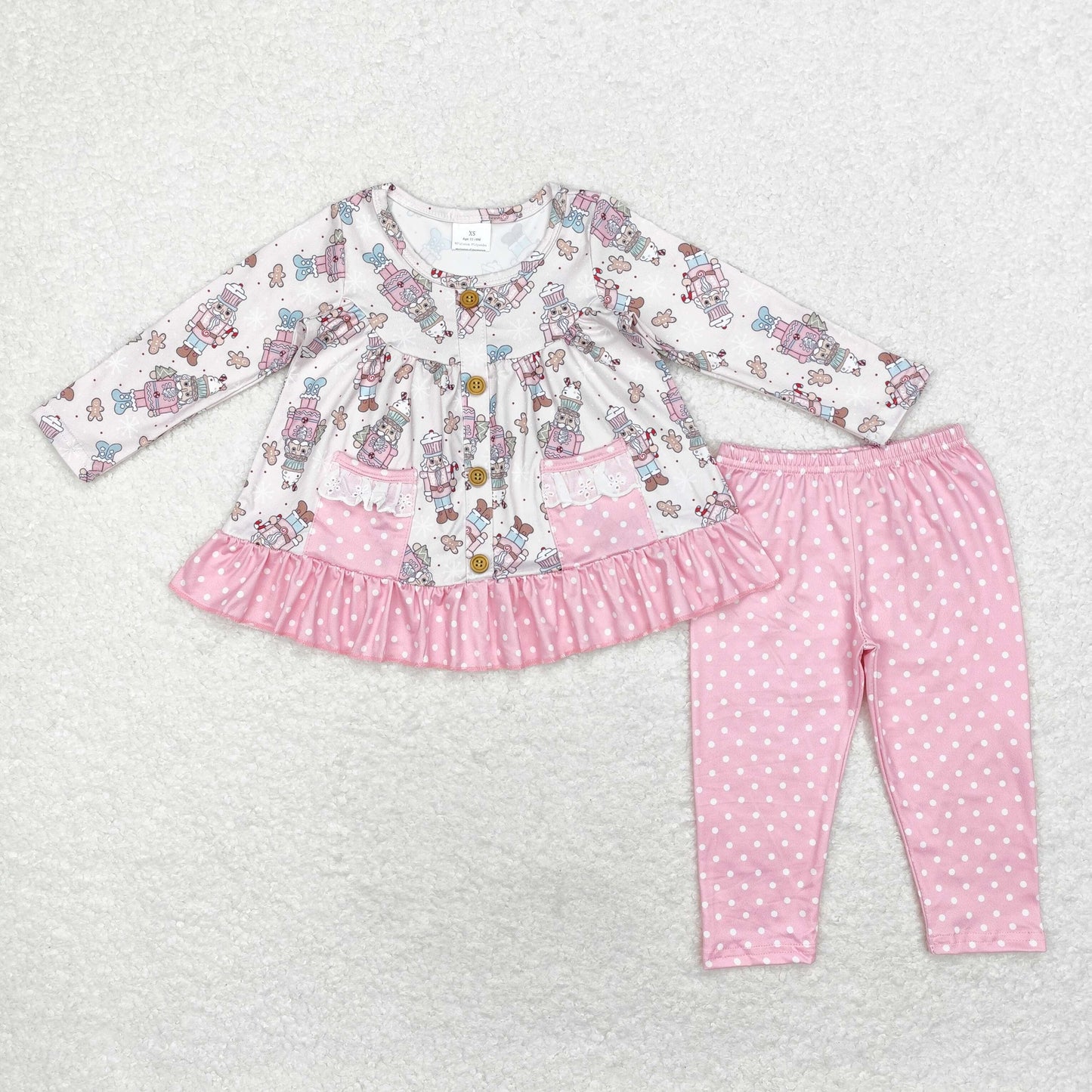Sibling Baby Girls Christmas Nutcracker Tunic Top With Leggings Set