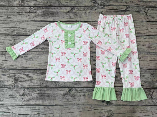 GLP1487 Baby Girls Christmas Holly Pajama Set Pre-order