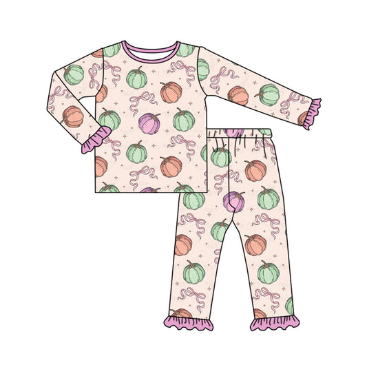 Baby Girls Pumpkin Bow Long Sleeve Pajama Set Preorder