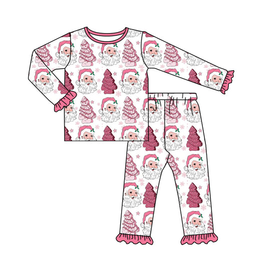 GLP1501 Baby Girls Christmas Santa Long Sleeve Pajama Set Preorder