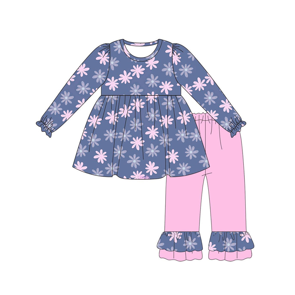 GLP1560 Baby Girls Pink Daisy Top Ruffle Pants Outfit Pre-order