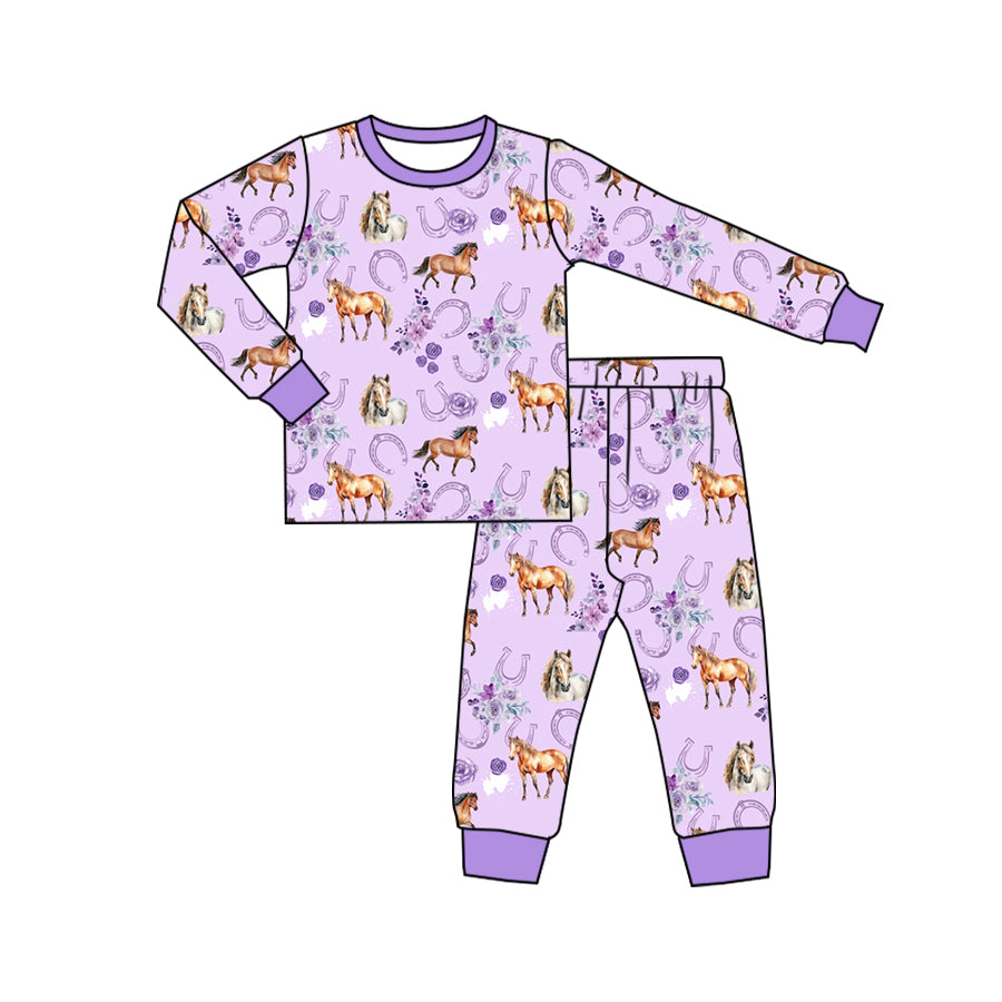 GLP1567 Baby Girls Western Horse Pajama Set Pre-order