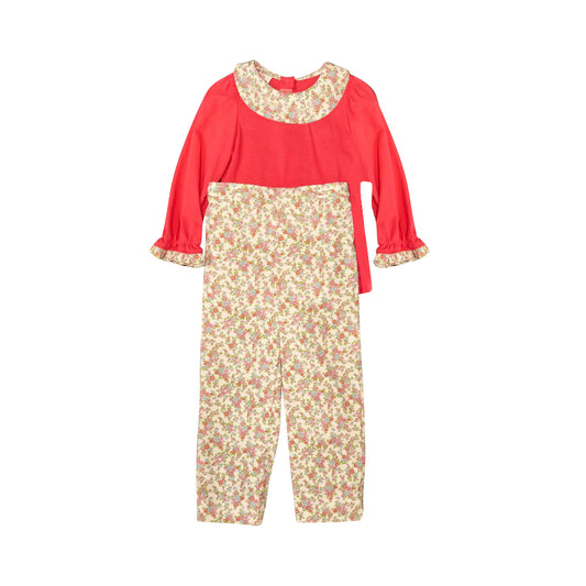 GLP1568 Baby Girls Red Top Floral Pants Outfit Pre-order