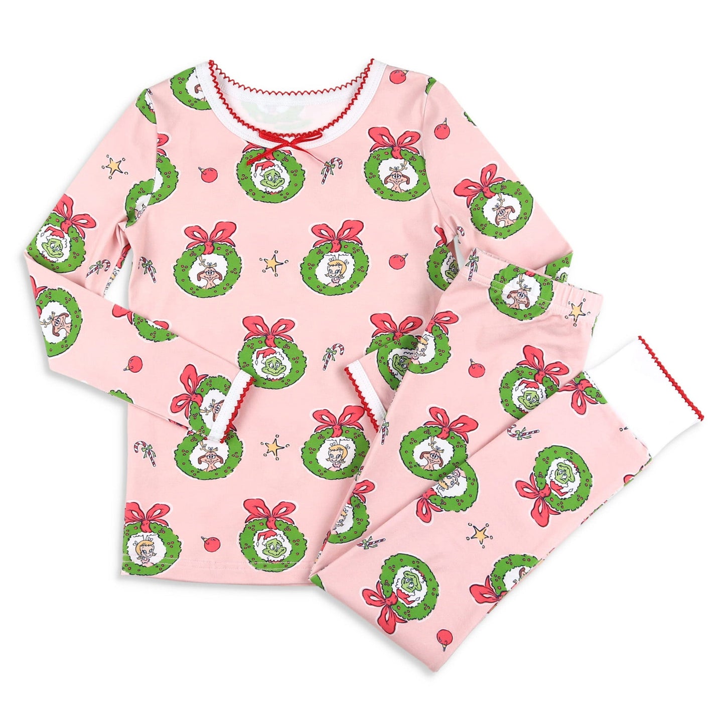 GLP1574 Baby Girls Christmas Pink Cartoon Pajama Set Pre-order