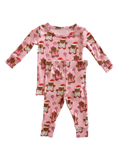 GLP1577 Baby Girls Christmas Gingersnap Cartoon Pajama Set Pre-order