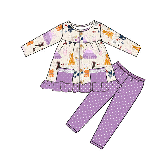 GLP1586  Baby Girls 1989 Singer Long Sleeve Purple Pants Set Pre-roder