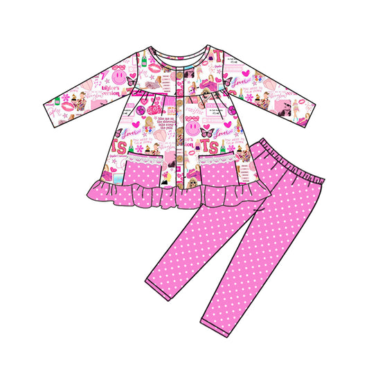 GLP1587 Baby Girls 1989 Singer Long Sleeve Hot Pink Pants Set Pre-roder