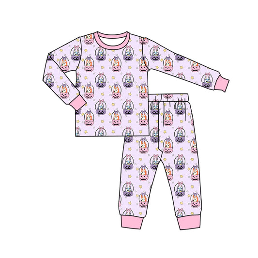 Baby Girls Halloween Cartoon Dog Long Sleeve Pajama Set Pre-order