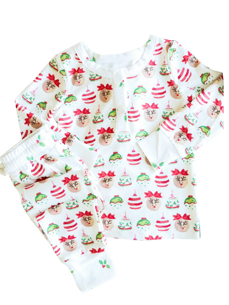 GLP1594 Baby Girls Christmas Reindeer Pajama Set Pre-order