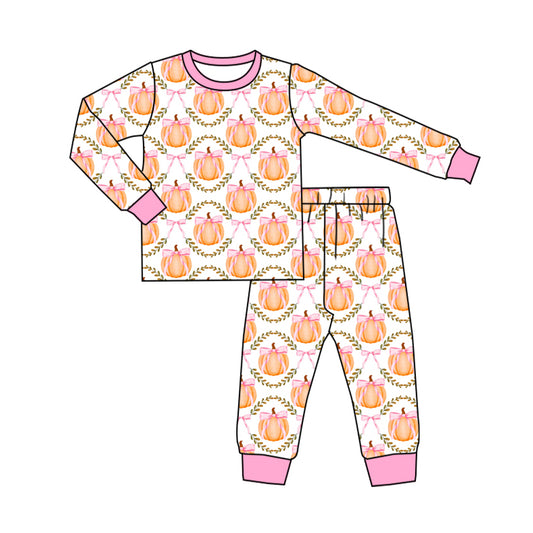 GLP1665 Baby Girls Pumpkin Bow Pajama Set Pre-order