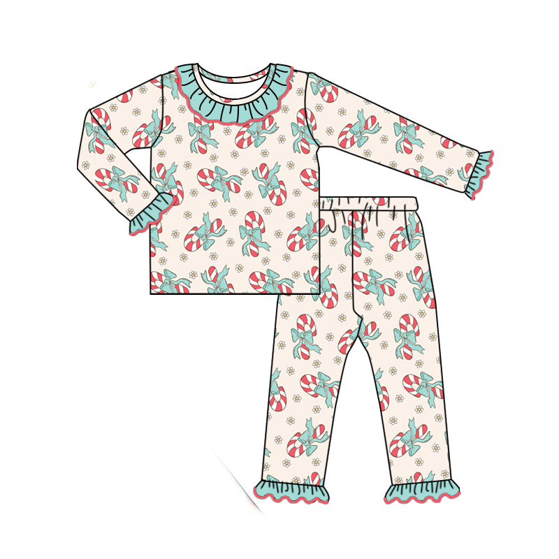 GLP1667 Baby Girls Christmas Cancy Cane Pajama Set Pre-order