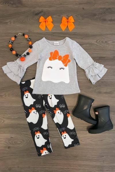 Baby Girls Halloween Ghost Leggings Pants Set Pre-order 3 MOQ