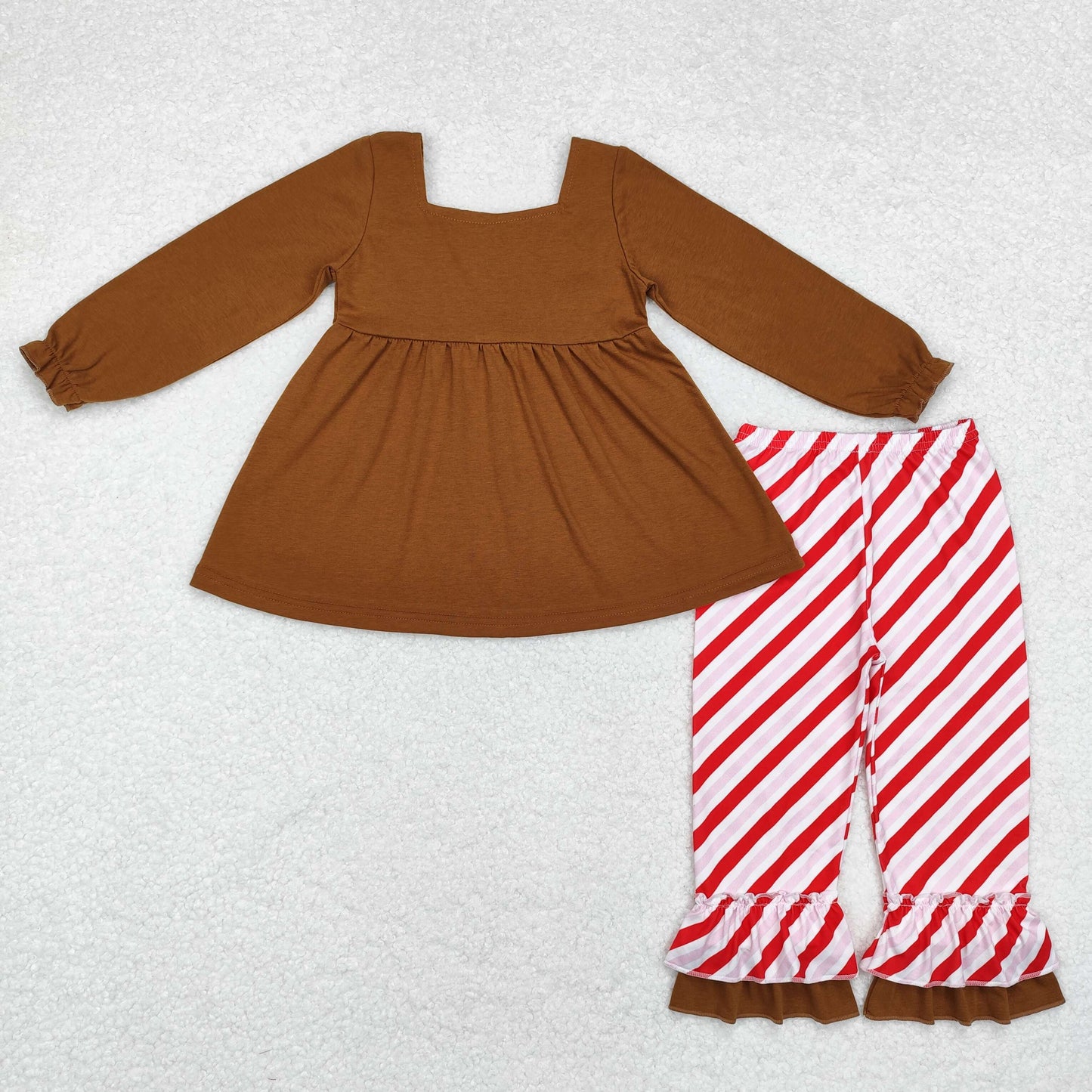 Baby Girls Christmas Gingerbread Ruffle Pants Outfit