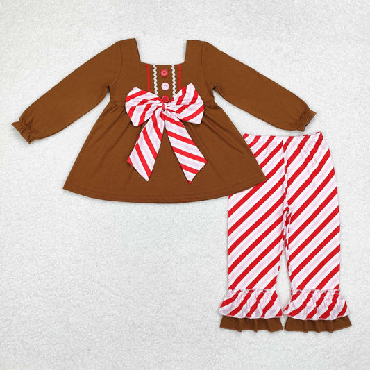 Baby Girls Christmas Gingerbread Ruffle Pants Outfit