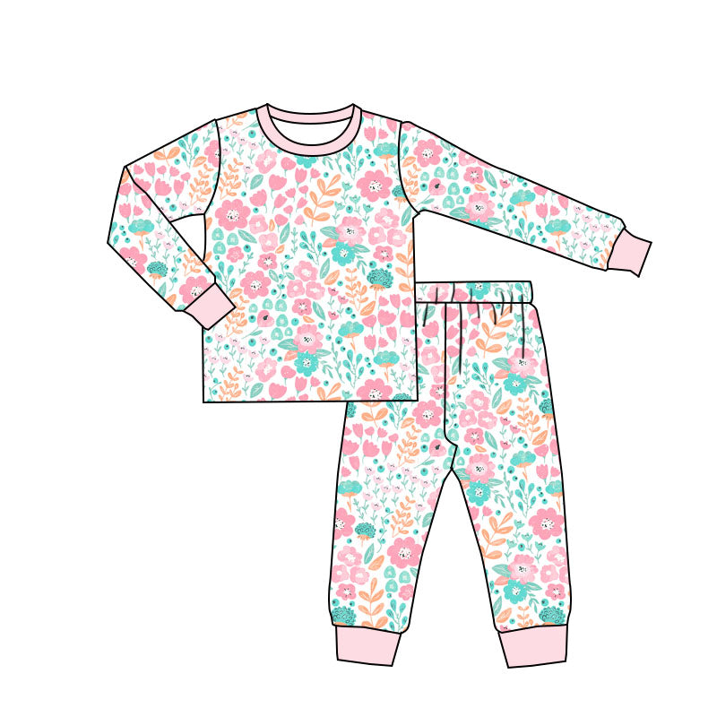 Baby Girls Pink Flower Long Sleeve Pajama Set Pre-order