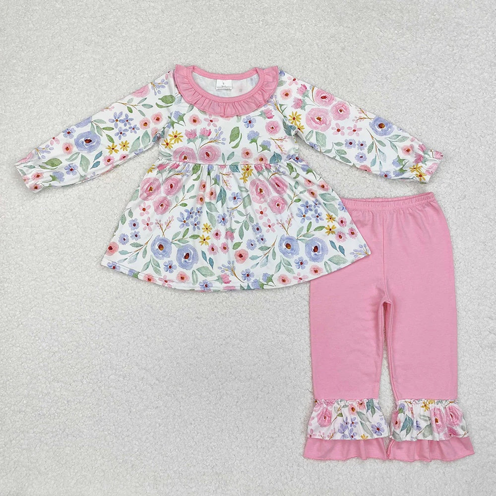 Sibling Baby Girls Floral Long Sleeve Tunic Top With Leggings Set