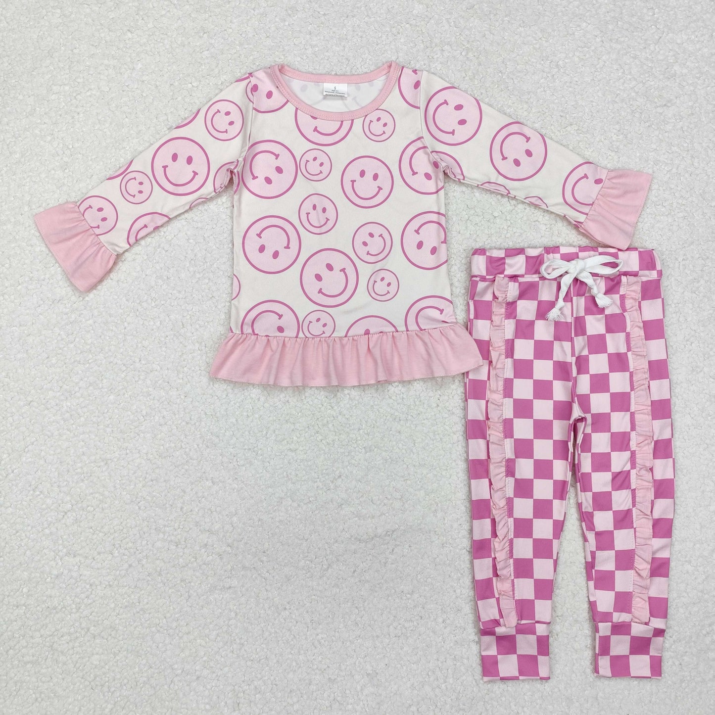 Sibling Baby Girls Boys Happy Face Top Pants Outfits Sets