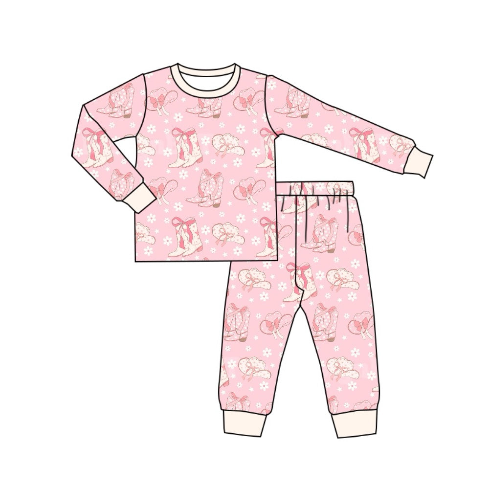 GLP1726 Baby Girls Western Boots Pink Pajama Set Pre-order