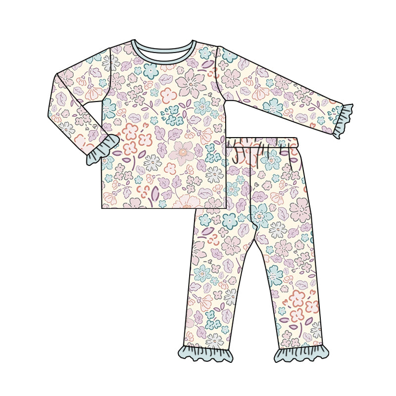 GLP1727 Baby Girls Floral Long Sleeve Pajama Set Pre-order