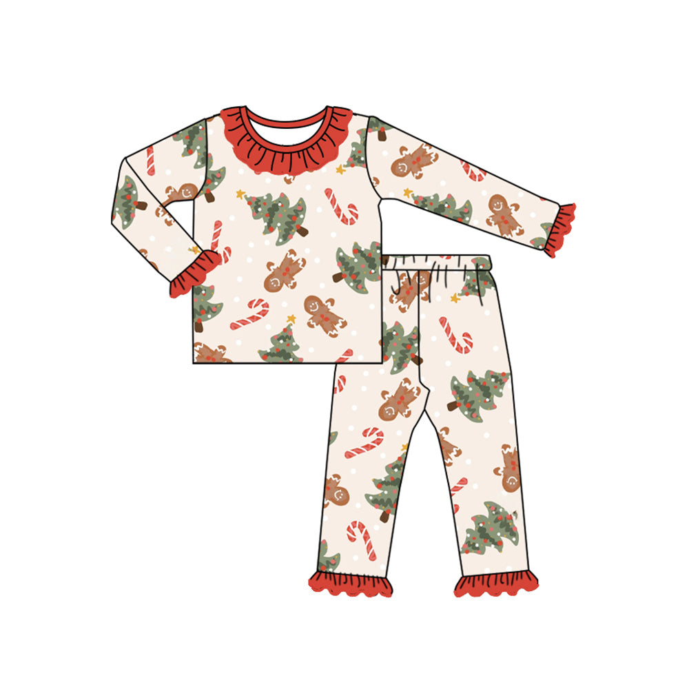 GLP1731 Baby Girls Christmas Tree Gingerbread Pajama Set Pre-order