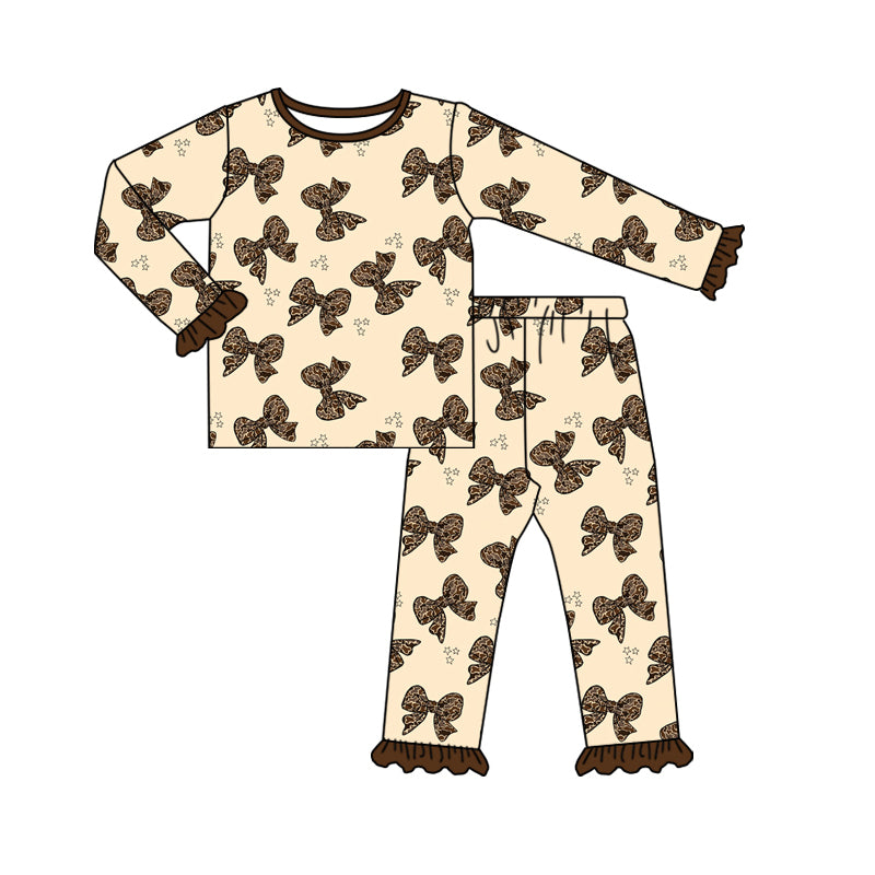 GLP1733  Baby Girls Leoaprd Bow Pajama Set Pre-order