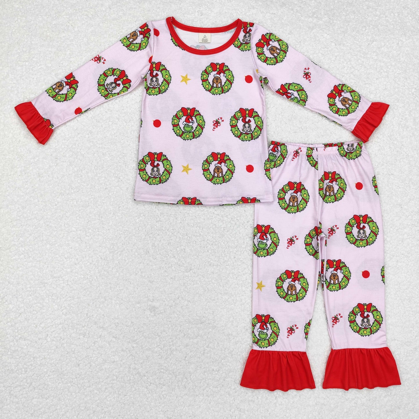 Sibling Girls Sister Christmas Character Printed Pink Pajama and Romper