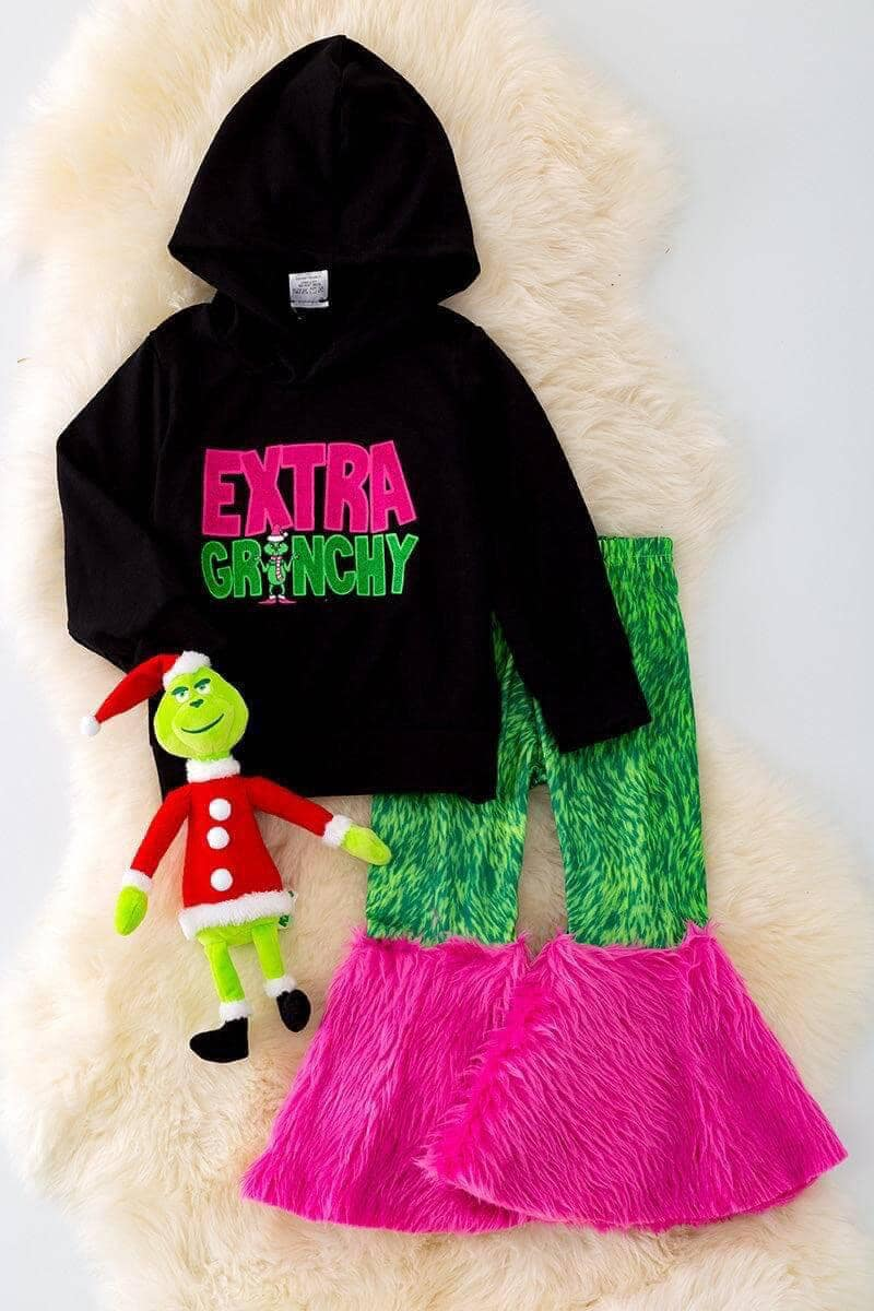 GLP1749 Baby Girls Extra Grinchy Christmas Outfit Pre-order