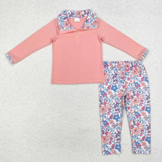 Baby Girls Pink Top Floral Pants Outfit