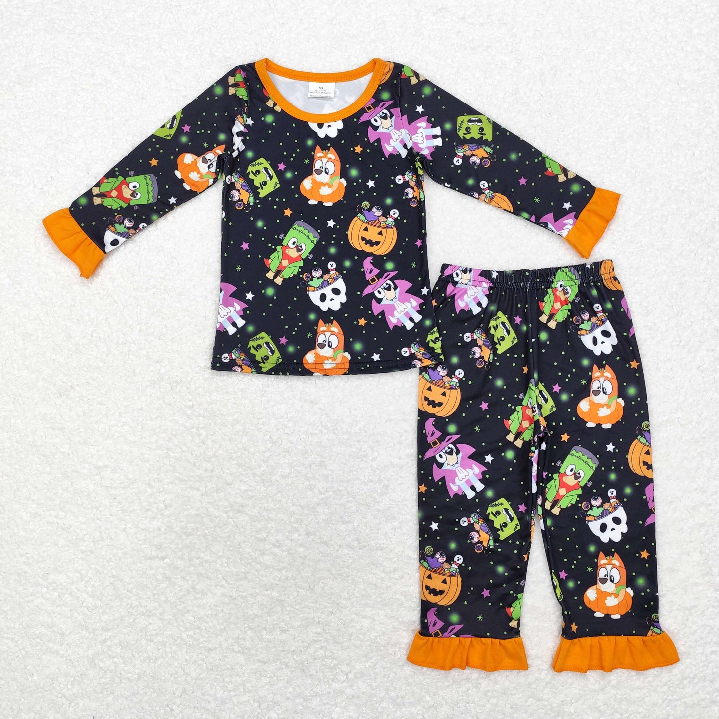 Sibling Girls Boys Halloween Carton Dog Pajama Set and Romper